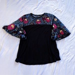 Mesh Floral Embroidered Top